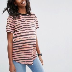 ASOS Maternity T in Broken Stripe